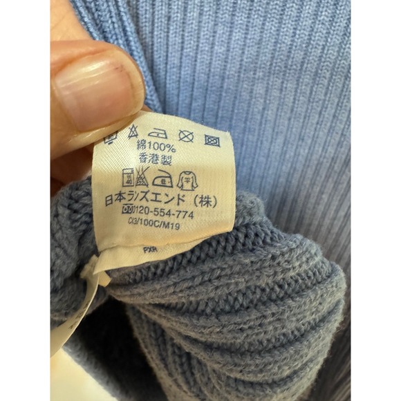 Vintage Lands End Blue Cable Knit Half Zip Sweater Size XL Fishermancore Preppy - Picture 6 of 8
